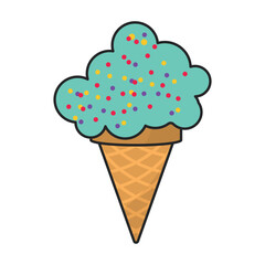 Ice cream in cone vector icon.Color vector icon isolated on white background ice cream in cone.