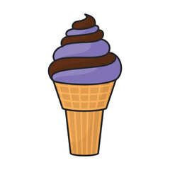 Ice cream in cone vector icon.Color vector icon isolated on white background ice cream in cone.
