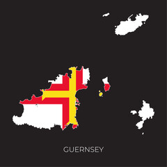 Guernsey map and flag. Detailed silhouette vector illustration	