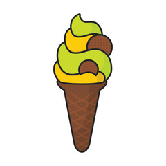 Ice cream in cone vector icon.Color vector icon isolated on white background ice cream in cone.