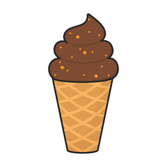Ice cream in cone vector icon.Color vector icon isolated on white background ice cream in cone.