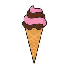 Ice cream in cone vector icon.Color vector icon isolated on white background ice cream in cone.