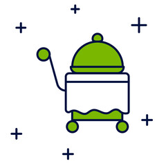 Filled outline Covered with a tray of food icon isolated on white background. Tray and lid sign. Restaurant cloche with lid. Vector