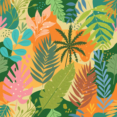 Image of beautiful hand-drawn tropical leaves. Vector Image can be used for designer wallpapers, for textile, packaging, printing or any desired idea.