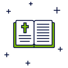 Filled outline Holy bible book icon isolated on white background. Vector
