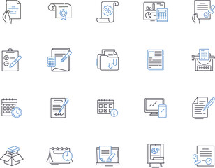 Planning outline icons collection. Scheme, Arrangement, Program, Design, Outline, Map, Map out vector and illustration concept set. Method, Intend, Agenda linear signs