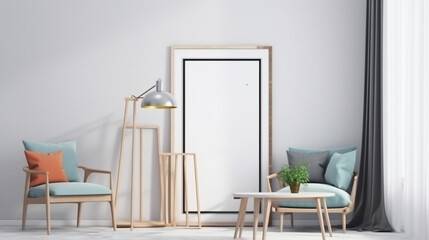 Fototapeta premium Mockup poster frame in modern interior background