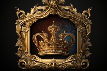 Gold Framed Royal Crown Illustration. AI