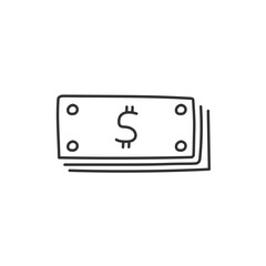 Hand drawn money icon. Cash icon. Cash flat sign design. Money symbol. Cash icon. Dollar pictogram. UX UI icon. Linear icon