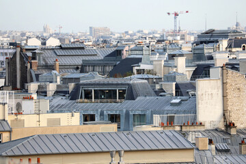 Fototapeta na wymiar Aerial Paris Metallic Rooftop Maze