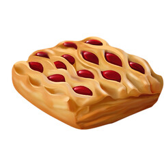Cheery pie, braekfast, Pastry, Bakery, oil paint style, digital paint, on white background. Healthy food, casual food hand drawn