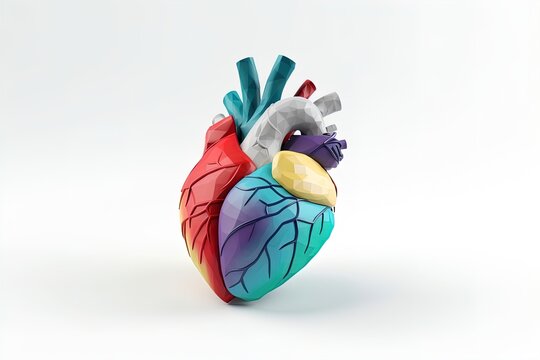 Anatomic heart 3d icon colorful render on isolated background