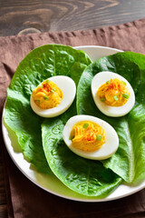 Deviled eggs with paprika, mustard and mayonnaise