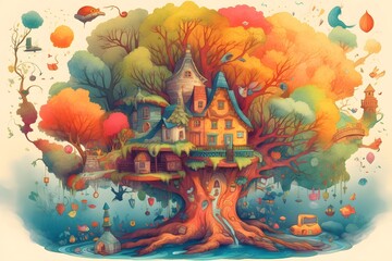 Spark imagination and creativity with this whimsical illustration of a magical world. Touch of enchantment to your next project. Generative AI.