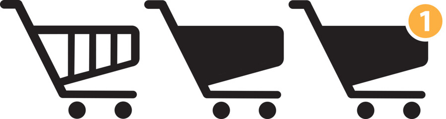 Empty and full shopping cart icons on white background