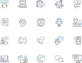 Audio outline icons collection. sound, music, speech, hearing, headphone, speaker, amplifier vector and illustration concept set. microphone, stereo, MP3 linear signs