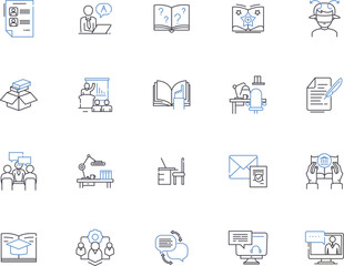 Learning business outline icons collection. business, learning, marketing, strategies, entrepreneurship, finance, sales vector and illustration concept set. management,investment,networking linear