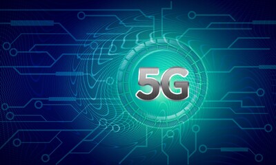 Design of a Demand for 5G Testing Equipment on blue background