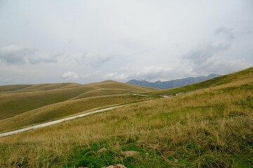 Beautiful shot of rural green valleys and hills in Regional Natural Park of Lessinia, Veneto, Italy