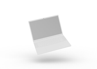 3D Rendering realistic laptop mockup with blank screen isolated