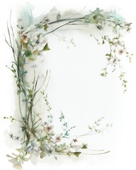 Beautiful elegant floral ornament on white backgorund for wedding invitations, card, templates, Generative Ai