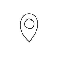 Hand drawn destination point vector icon. Location in map tag vector sign. Navigation icon. Position mark sign. Geo location point pictogram. Geolocation flat symbol. UX UI icon. Linear icon