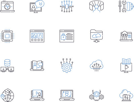 Website outline icons collection. Website, Webpage, Site, Portal, Web, homepage, Page vector and illustration concept set. URL, Domain, Online linear signs