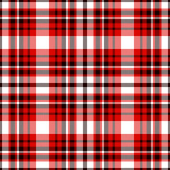 Plaid seamless pattern in red. Check fabric texture. Vector textile print.