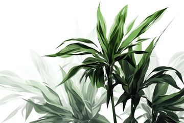 Obraz na płótnie Canvas Bamboo leaves isolated on white background, Generative AI