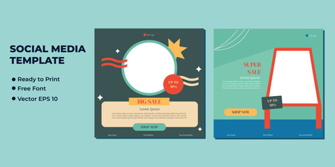 Set of Editable minimal square banner template. Suitable for social media post and web internet ads. Vector illustration with photo college