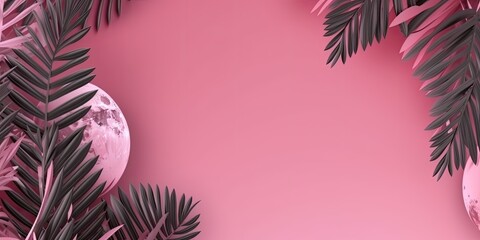Fototapeta na wymiar Collection of tropical leaves foliage plant in pink - generative ai