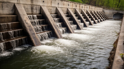 Close up of a dam on a river