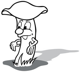 Drawing of a Funny Forest Mushroom