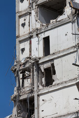 Fototapeta premium Demolished house before reconstruction