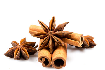 Stars anise and cinnamon isolated