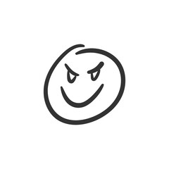 Hand drawn happy face vector icon. Smiling face flat sign design. Smiley linear symbol pictogram