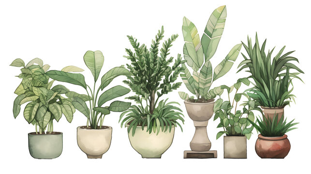 イラスト調の観葉植物(切り抜き) No.006 | Illustrative houseplants cut-out (picture, coloured paper, etc.)　Generative AI