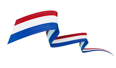 3d Flag Of Netherlands, 3d Shiny Waving Flag Ribbon Isolated On White Background, 3d illustration