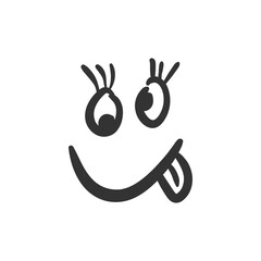 Hand drawn happy face vector icon. Smiling face flat sign design. Smiley linear symbol pictogram