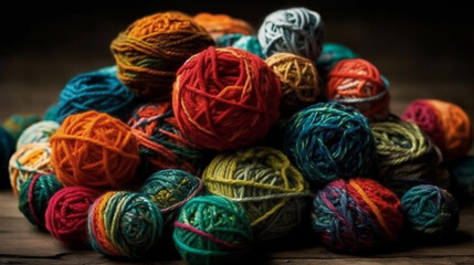 colorful yarn balls, close up