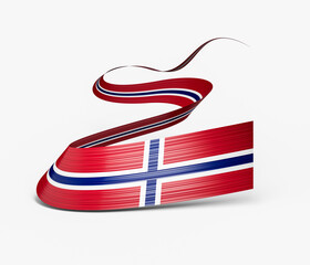 3d Flag Of Norway, 3d Shiny Waving Flag Ribbon Isolated On White Background, 3d illustration
