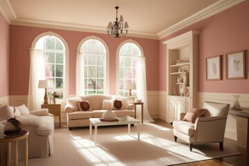 Elegant Minimalize Living Room. Interior Design. Illustration. Generative AI