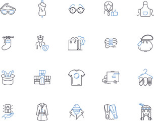 Fashion outline icons collection. clothing, apparel, style, trendy, chic, wear, apparel vector and illustration concept set. couture, garments, fabrics linear signs