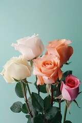Roses on pastel background with copy space for text