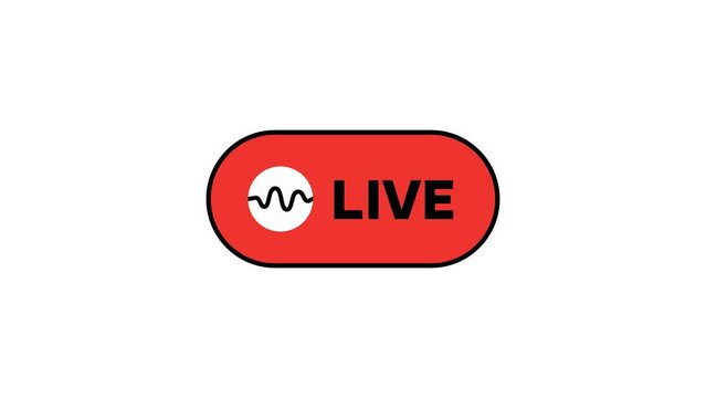 live button animation icon, animated live button for channel, Live Stream sign. Red symbol, button of live streaming, broadcasting, online stream emblem. Alpha channel. For tv, shows and social media