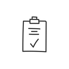 Hand drawn checkmark vector icon. Hand drawn tasks list check-mark done flat sign. Document checkmark linear symbol pictogram. UX UI icon