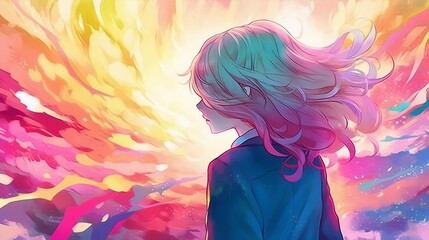 Obraz na płótnie Canvas Beautiful Watercolor Anime Generative AI.