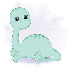 Cute Little Dinosaur, Primeval animal cartoon illustration
