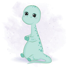 Cute Little Dinosaur, Primeval animal cartoon illustration