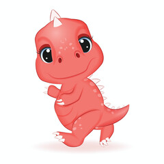 Cute Little Dinosaur, Primeval animal cartoon illustration